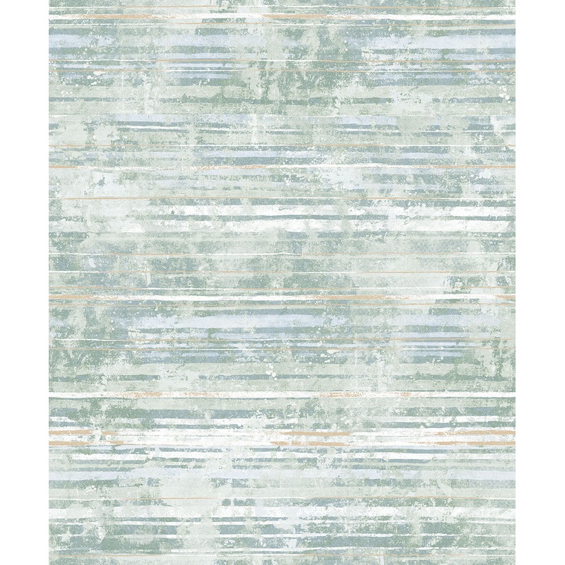 2838-IH2256 Makayla Sea Green Distressed Stripe Wallpaper Per Bolt