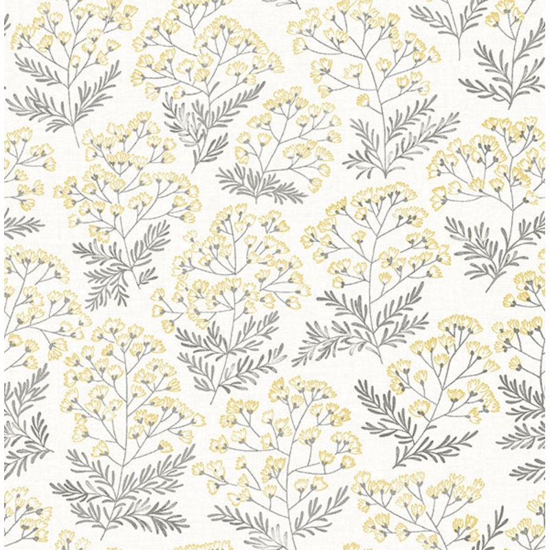 2861-25715 Floret Yellow Floral Wallpaper Per Bolt