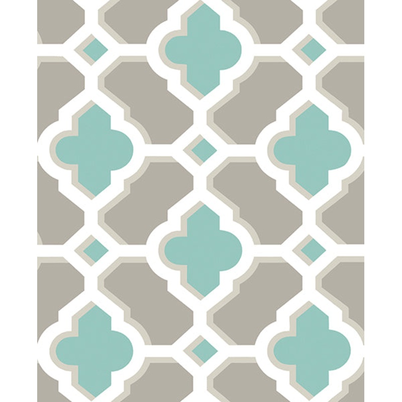 2744-24123 Lido Turquoise Quatrefoil Wallpaper Per Bolt
