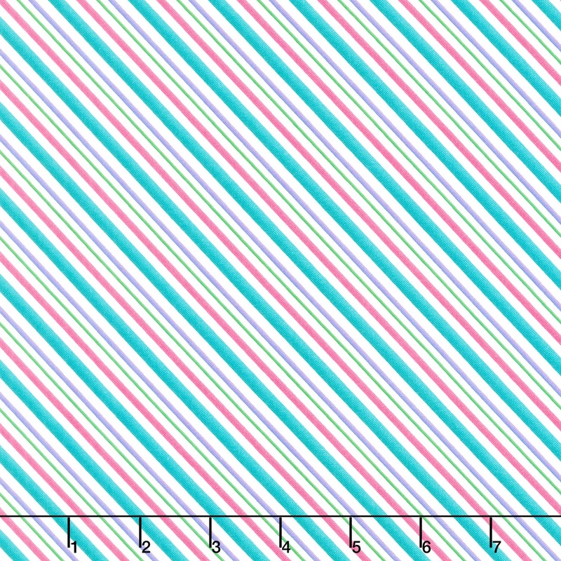 Merry and Bright – Diagonal Stripe White Multi Yardage