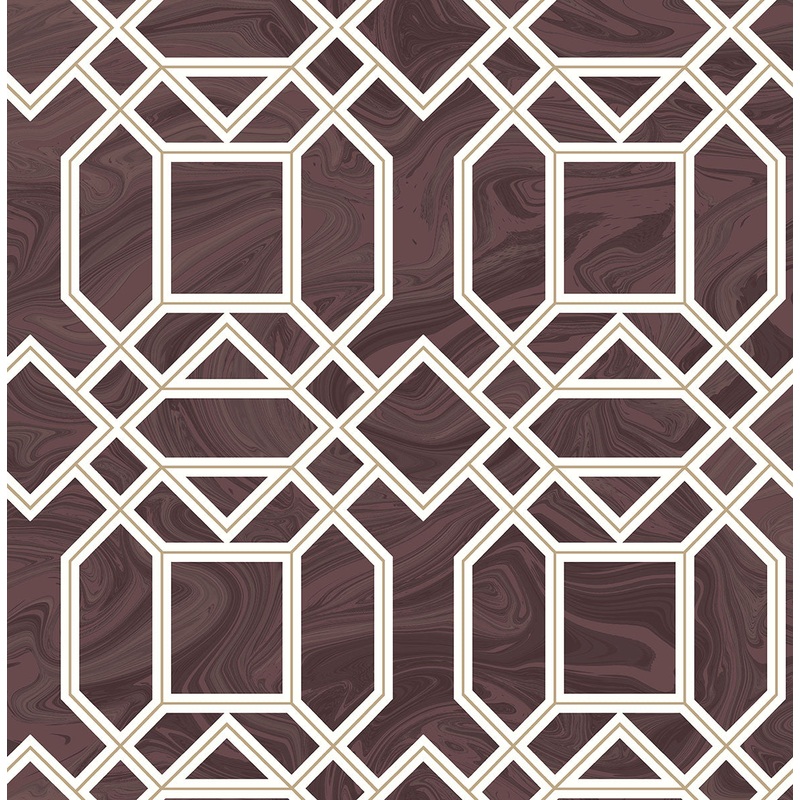 2763-24223 Daphne Maroon Trellis Wallpaper Per Bolt