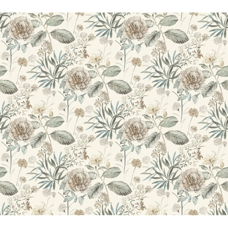 TL1918 Beige/Green Midsummer Floral Wallpaper Per Bolt