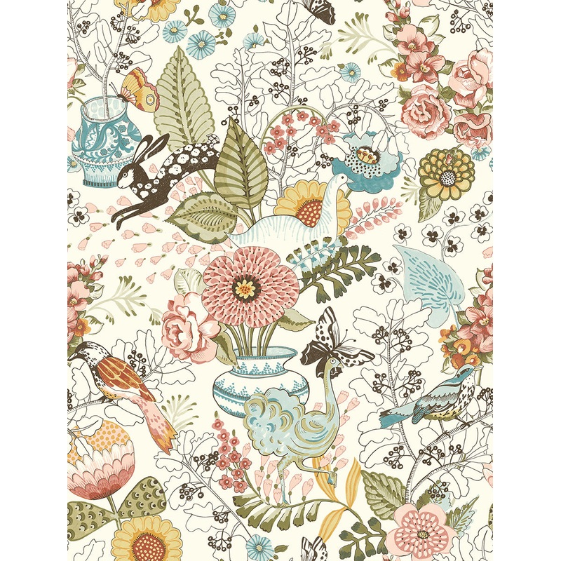 2821-12802 Whimsy Pink Fauna Wallpaper Per Bolt