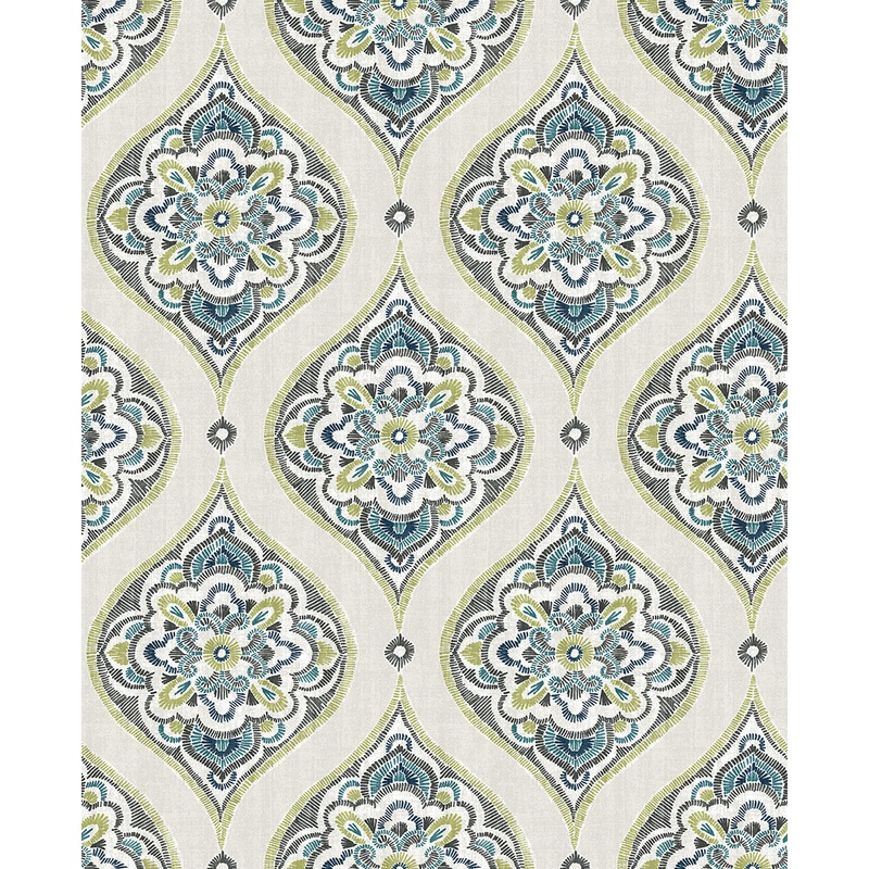 2821-25148 Adele Green Damask Wallpaper Per Bolt