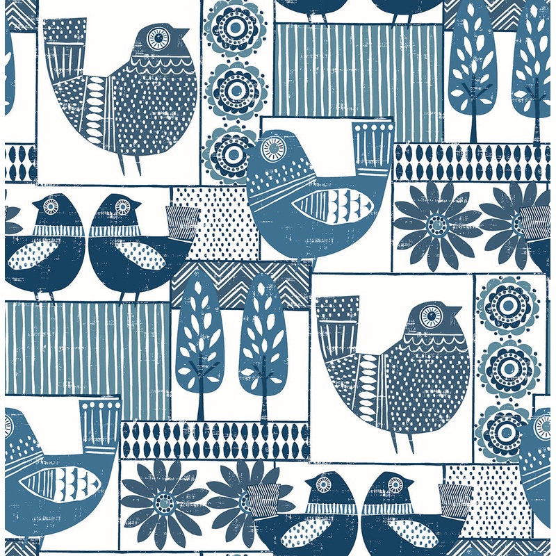 2821-25113 Hennika Blue Patchwork Wallpaper Per Bolt