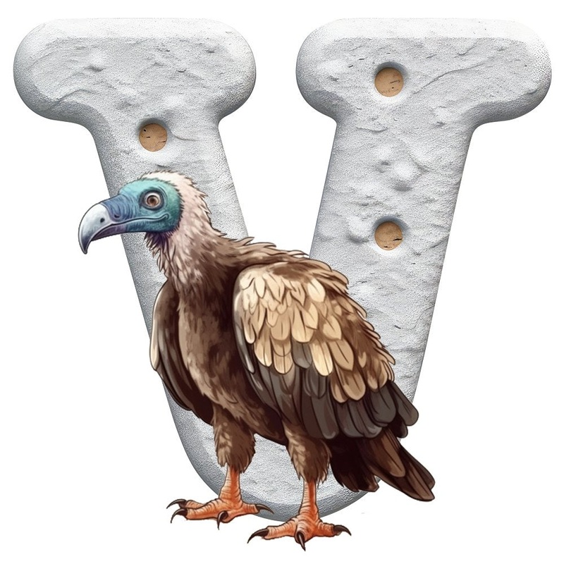 “V” Vulture Cookie Fabric Panel Quilting Cotton 4.5 Inches by 4.5 Inches