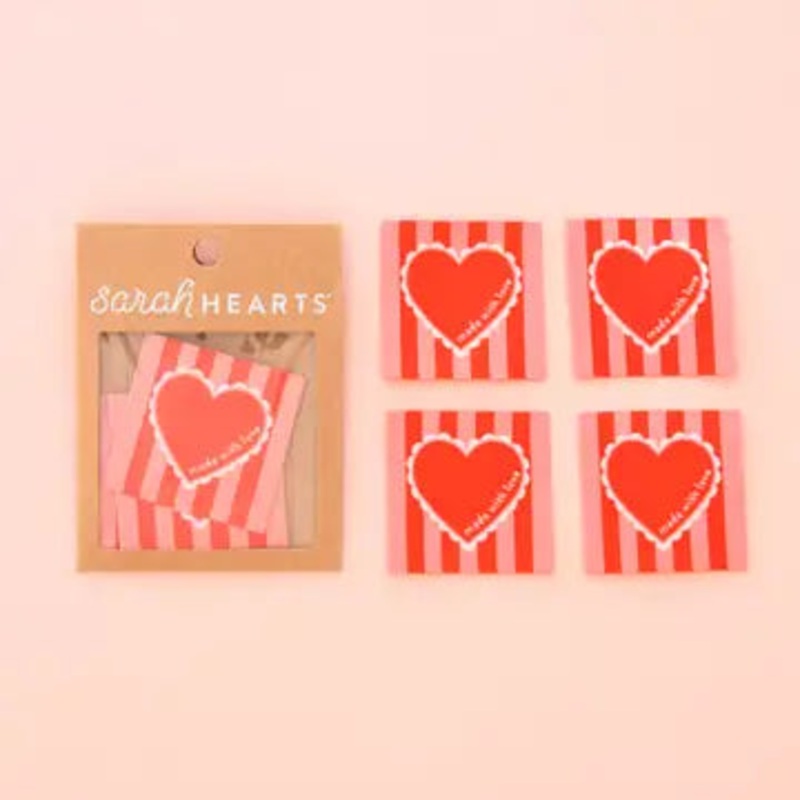 “Made with Love” Valentines Heart Sewing Labels
