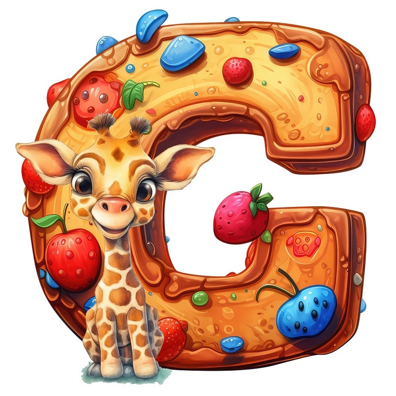 “G” Giraffe Cookie Fabric Panel Quilting Cotton 4.5 Inches by 4.5 Inches