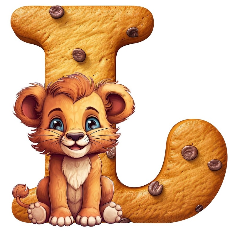 “L” Lion Cookie Fabric Panel Quilting Cotton 4.5 Inches by 4.5 Inches