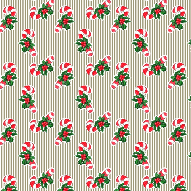 Packed Candy Canes & Stripes Fabric – Green Quilting Cotton Yard – 36″ x 45″