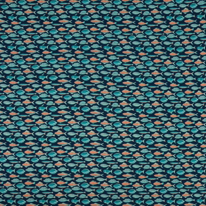 Under The Sea Fabric Collection – Fish Swim Navy